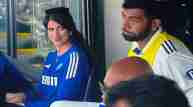 A woman was spotted at the stadium smiling at Jasprit Bumrah