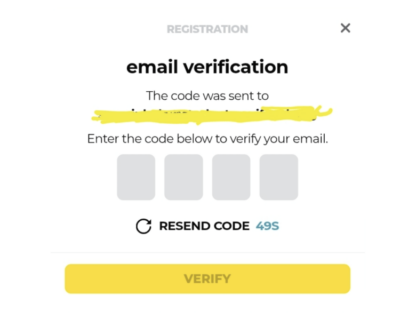 Screenshot of online casino verification code entry fields