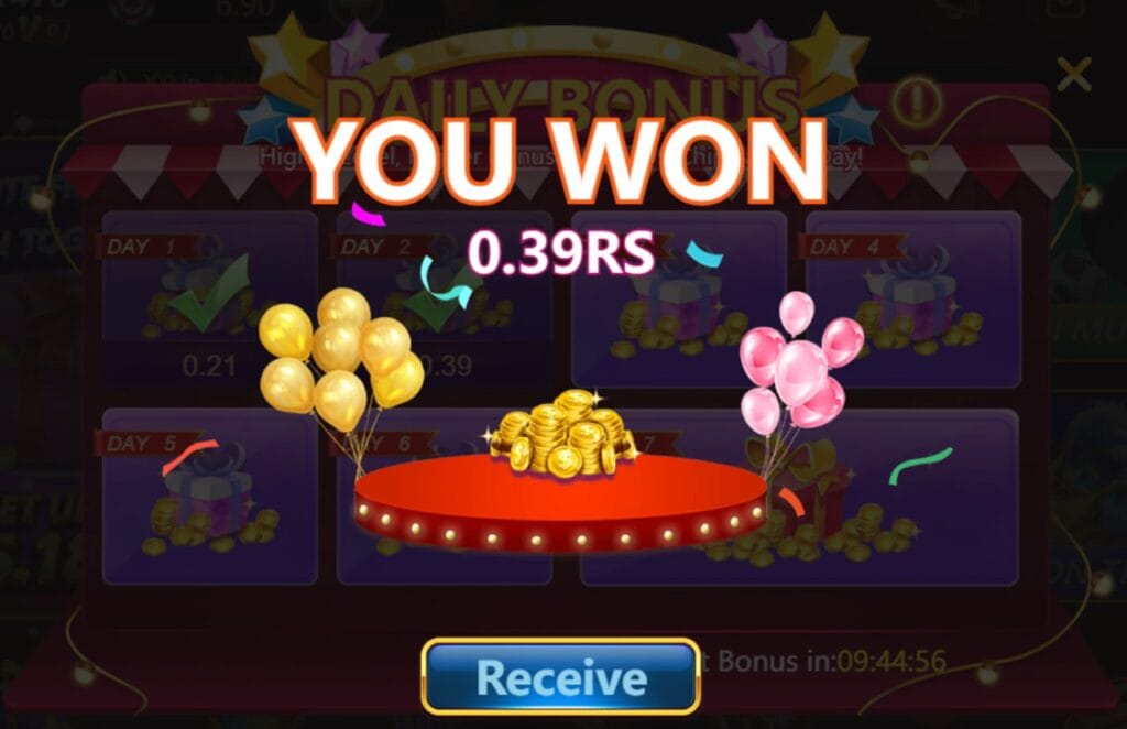 an image of daily bonus for teen patti stars with seven gift box for daily bonuses